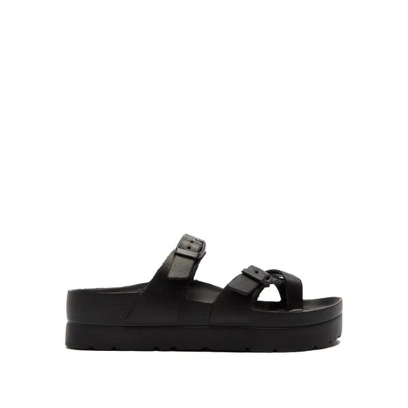 Black Platform Buckled Sandals - Picture 2 of 2